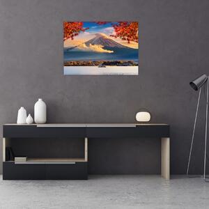 Sklenený obraz - Japonsko, Hora Fudži (70x50 cm)