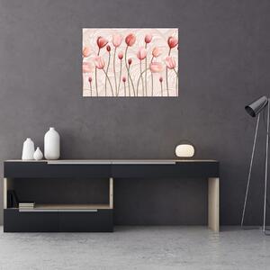 Sklenený obraz - Ružové tulipány (70x50 cm)