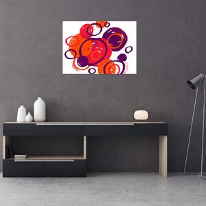 Sklenený obraz - Motív s kruhmi v teplých farbách (70x50 cm)