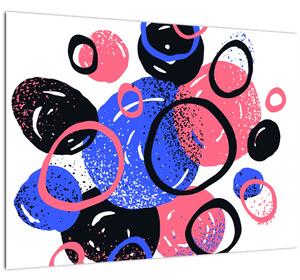 Sklenený obraz - Motív s kruhmi v živých farbách (70x50 cm)