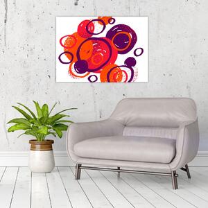 Sklenený obraz - Motív s kruhmi v teplých farbách (70x50 cm)