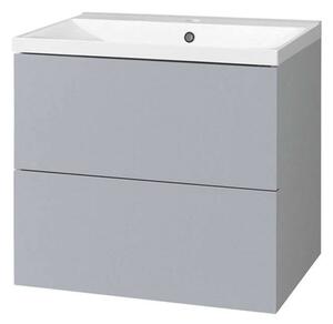 Mereo, Aira, kúpeľňová skrinka s umývadlom z liateho mramoru 61x47x58 cm, šedá, MER-CN730M