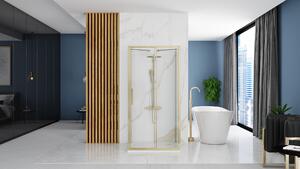 Rea Rapid Slide, 3-stenový sprchovací kút 120 (dvere) x 80 (stena) x 80 (stena) x 195 cm, 6mm číre sklo, zlatý lesklý profil, KPL-09422