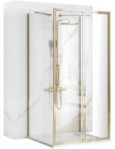 Rea Rapid Slide, 3-stenový sprchovací kút 100 (dvere) x 100 (stena) x 100 (stena) x 195 cm, 6mm číre sklo, zlatý lesklý profil, KPL-09418
