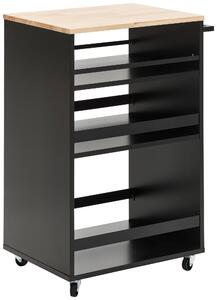 SERVÍROVACÍ VOZÍK, prírodná farba, čierna, 50/38/78 cm MID.YOU - Barový nábytok, Online Only