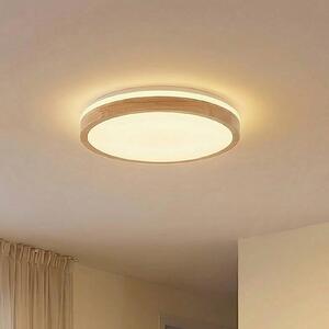 Lindby LED stropné svietidlo Emiva, Ø 49 cm, drevo, Svetlé drevo, Obývacia izba / jedáleň, Drevo, Moderný, Závesné svietidlo