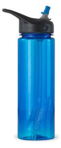 Eco Vessel Športová plastová fľaša so slamkou Wave - BLUE WAVE modrá 700 ml
