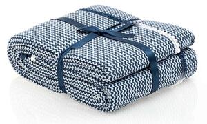 EVIM HOME Jemný tkaný prehoz na pohovku aj posteľ COMFORT s brmbolcom modrý modrá 170x230 cm