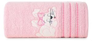 Eurofirany Bavlnený detský uterák Zajačik ružový ružová Bavlna 50x90 cm