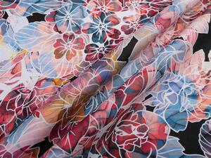 Biante Dekoračný záves Rongo RGP-503 Červeno-modré kvety 140x140 cm