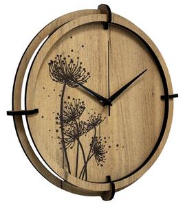 Tiché drevené hodiny s motívom lúčnych tráv pre váš domov | SENTOP HDF0586-GOLD-OAK