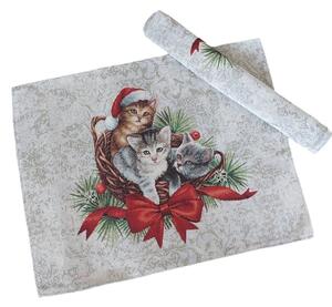 Vyrobené na Slovensku Prestieranie gobelínové vianočné 997 mačičky natur Bavlna/Acryl/Pes 40x50 cm prestieranie