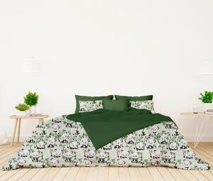 Ervi bavlnené obliečky DUO - pandy na zelenom/zelené