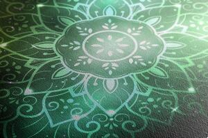Obraz Mandala s galaktickým pozadím v odtieňoch zelenej
