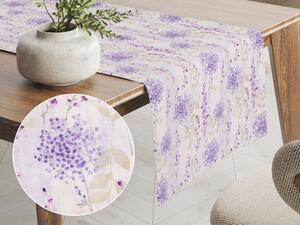 Biante Dekoračný behúň na stôl PML-069 Fialové kvety na bielom 20x120 cm