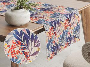 Biante Dekoračný behúň na stôl PML-067 Modré listy na krémovom 20x120 cm