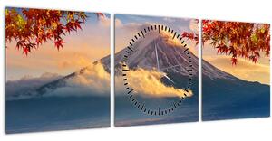 Obraz - Japonsko, Hora Fudži (s hodinami) (90x30 cm)