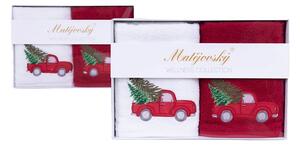 Matějovský Set uterákov s vianočným motívom - Červené auto červená Bavlna UNI