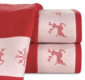 Eurofirany Vianočné uteráky, osušky, červeno biely so škandinávskym motívom červená Bavlna 70x140 cm