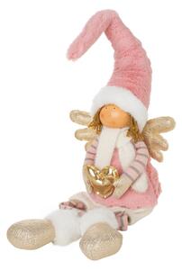 Eurofirany Vianočná bábika - anjel 83 cm sediaca, ružová 1 UNI