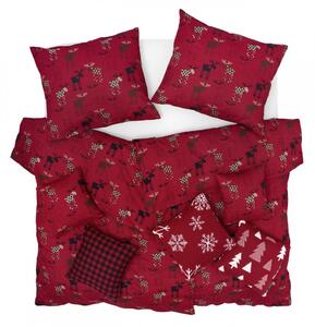 SCAN QUILT Vianočné obliečky Soby červená 7405/1 Bavlna 1x70x90,1x140x200 cm