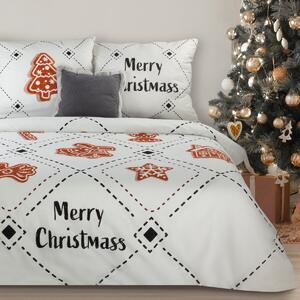 Eurofirany Bavlnené vianočné posteľné prádlo JOY s motívom vianočných perníčkov Bavlnený satén 1x70x80,1x140x200 cm
