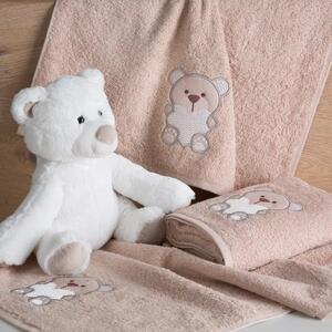 Eurofirany Bavlnené detské uteráky BABY s vyšívanou aplikáciou medvedíka bežová Bavlna 50x90 cm