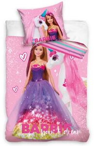 Carbotex Bavlnené obliečky Barbie a Kúzelný Jednorožec Bavlna de luxe 1x70x90,1x140x200 cm