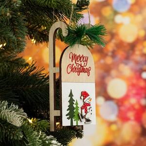 Dakls Dekorácia 17cm na vianočný stromček v tvare saní v ekologickom štýle UNI