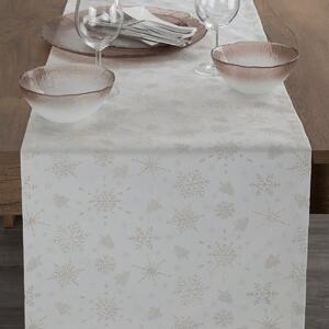 Eurofirany Vianočný behúň na stôl FLASH zo žakárovej látky s motívom strieborných vločiek strieborná Polyester 40x140 cm