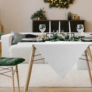 Eurofirany Vianočný obrus FLASH vyrobený z károvanej žakárovej látky so striebornou niťou strieborná Polyester 85x85 cm