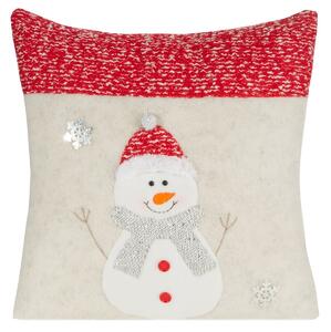 Eurofirany Vianočná obliečka na vankúš snehuliak červená Polyester 40x40 cm