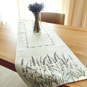 TEXICOP Behúň na stôl z gobelínovu so ženilkovou niťou s motívom levandule 1297 Bavlna/Acryl/Pes 40x100 cm