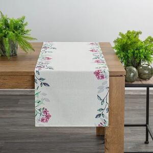 Eurofirany Behúň na stôl NATU s potlačou s rastlinným motívom natura Polyester/ľan 40x180 cm