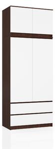 Ak furniture Šatníková skriňa s nadstavcom Star 90 cm wenge/biela