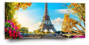 Sablio Obraz Paríž Eiffelova veža Flowers - 110x50 cm