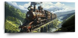 Sablio Obraz Parná lokomotíva na viadukte - 110x50 cm