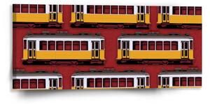 Sablio Obraz Lisabonské historické električky Červený Pattern - 110x50 cm