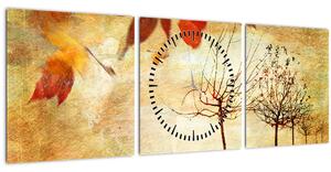 Obraz - Jesenná nálada (s hodinami) (90x30 cm)