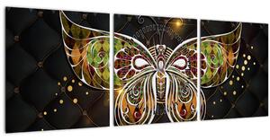 Obraz - Čarovný motýľ (s hodinami) (90x30 cm)