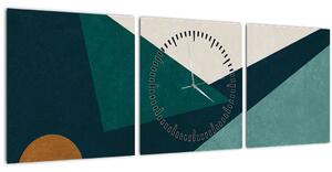 Obraz - Kubistická abstrakcia (s hodinami) (90x30 cm)