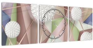 Obraz - 3D Abstrakcia v pastelových farbách (s hodinami) (90x30 cm)