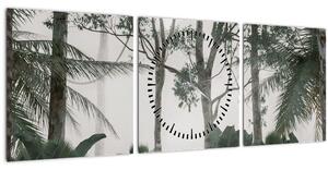 Obraz - Jungle v rannej hmle (s hodinami) (90x30 cm)