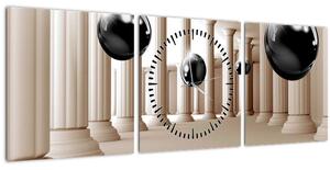 Obraz - Guľa medzi stĺpmi (s hodinami) (90x30 cm)