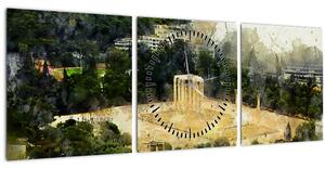 Obraz - Chrám Dia, Atény, Grécko (s hodinami) (90x30 cm)