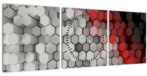 Obraz - 3D hexagóny (s hodinami) (90x30 cm)