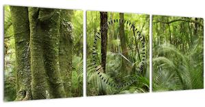 Obraz Tropický dažďový prales (s hodinami) (90x30 cm)