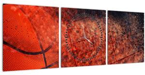 Obraz - Basketbalová lopta (s hodinami) (90x30 cm)