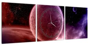 Obraz - Planéta (s hodinami) (90x30 cm)