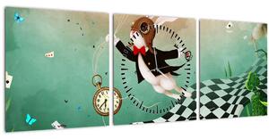 Obraz - Fantasy zajačik (s hodinami) (90x30 cm)